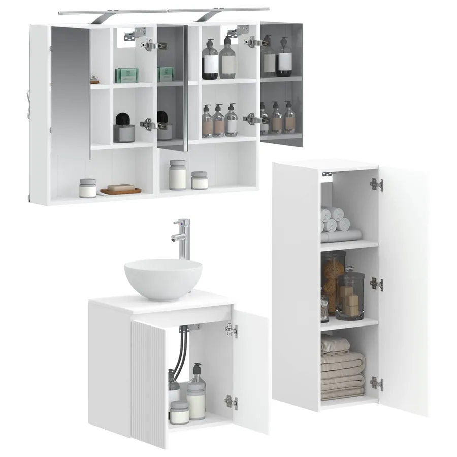 Ensemble de mobilier de salle de bain 4 pcs Blanc - 3
