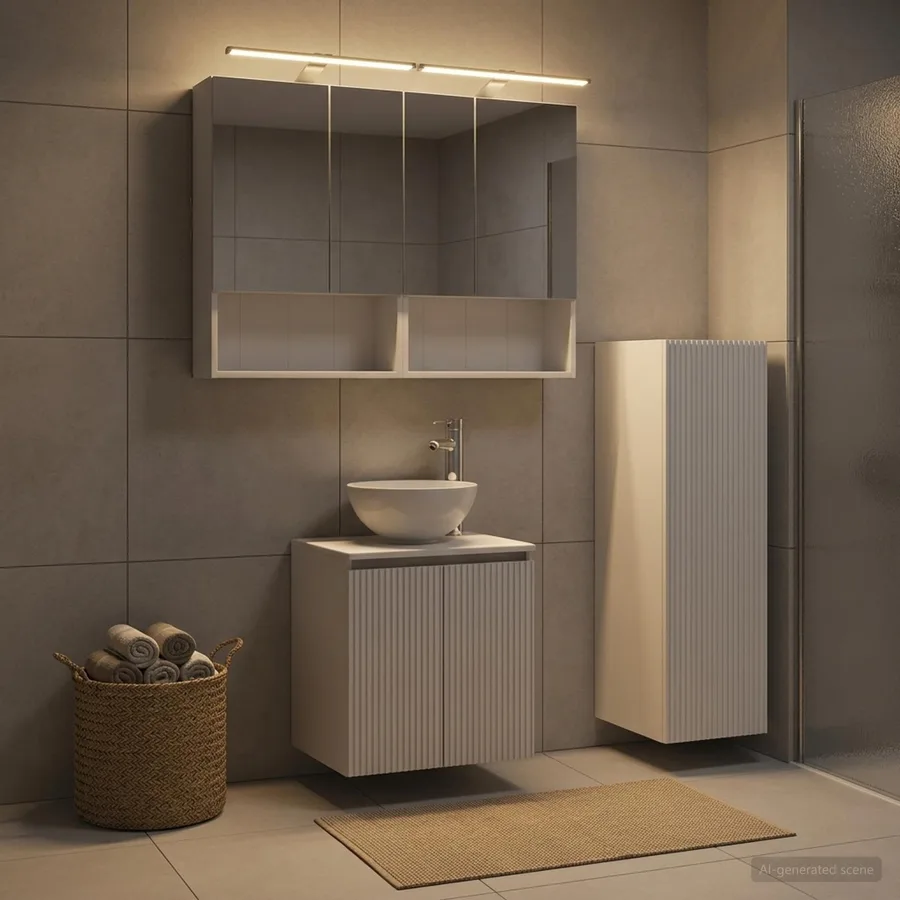 Ensemble de mobilier de salle de bain 4 pcs Blanc - 4