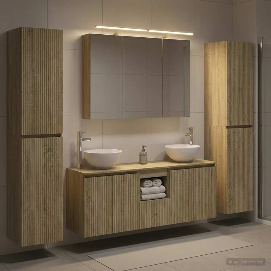 Ensemble de mobilier de salle de bain 6 pcs Chêne Sonoma