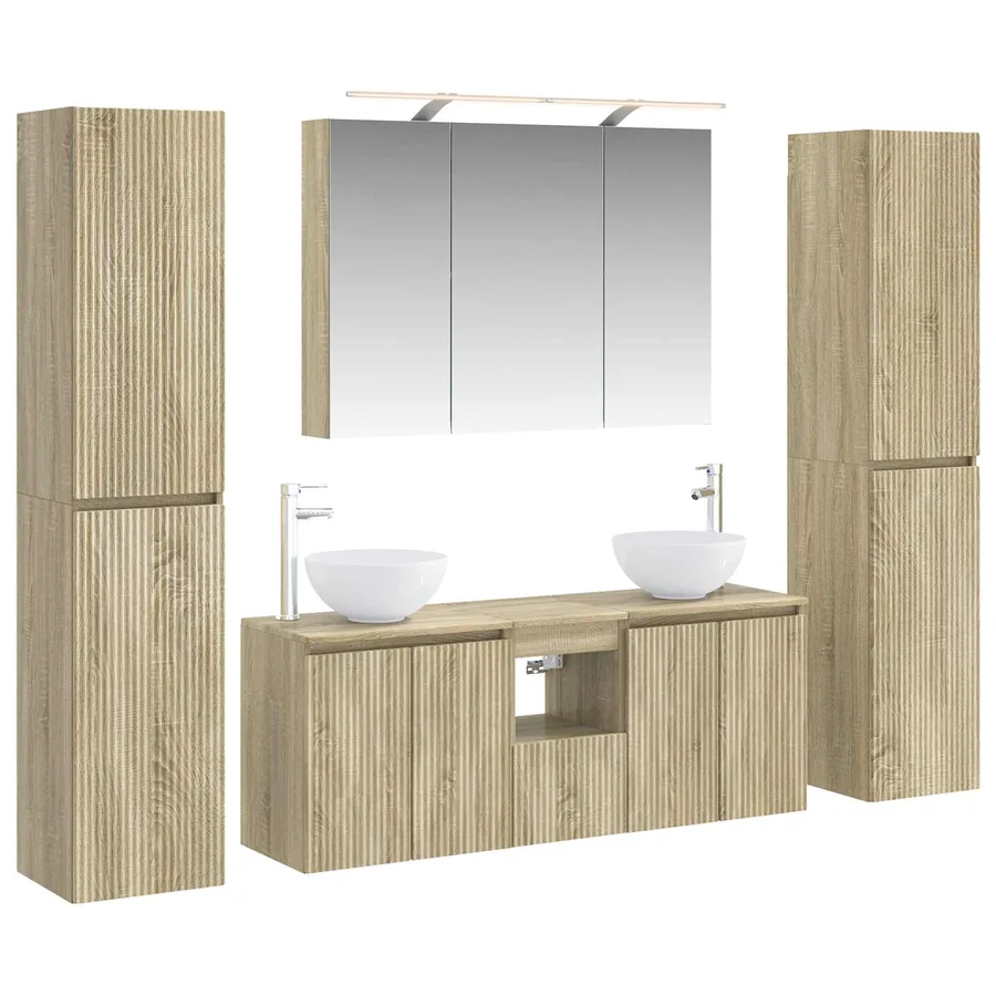 Ensemble de mobilier de salle de bain 6 pcs Chêne Sonoma - 2