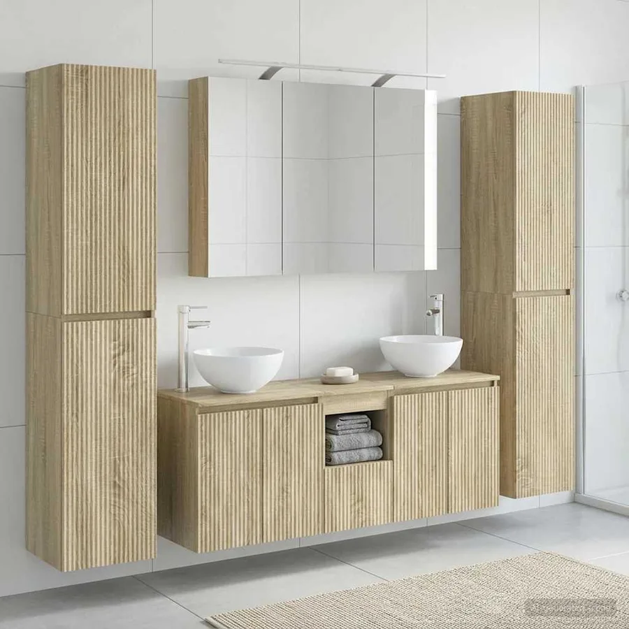 Ensemble de mobilier de salle de bain 6 pcs Chêne Sonoma - 4