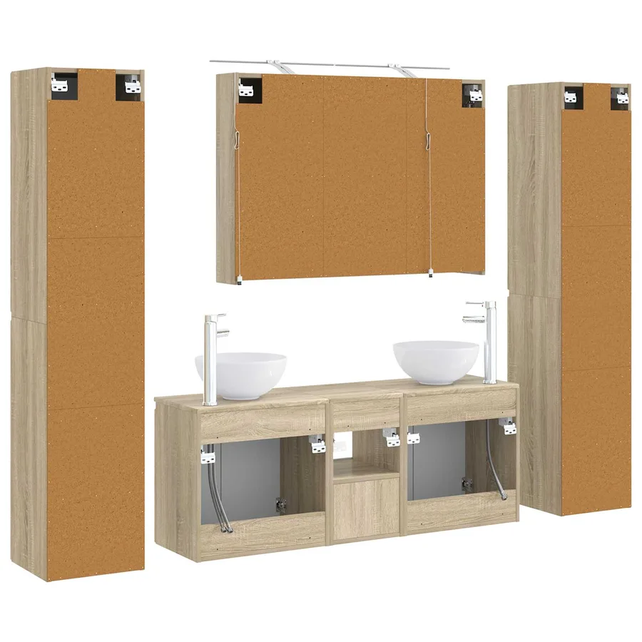 Ensemble de mobilier de salle de bain 6 pcs Chêne Sonoma - 9