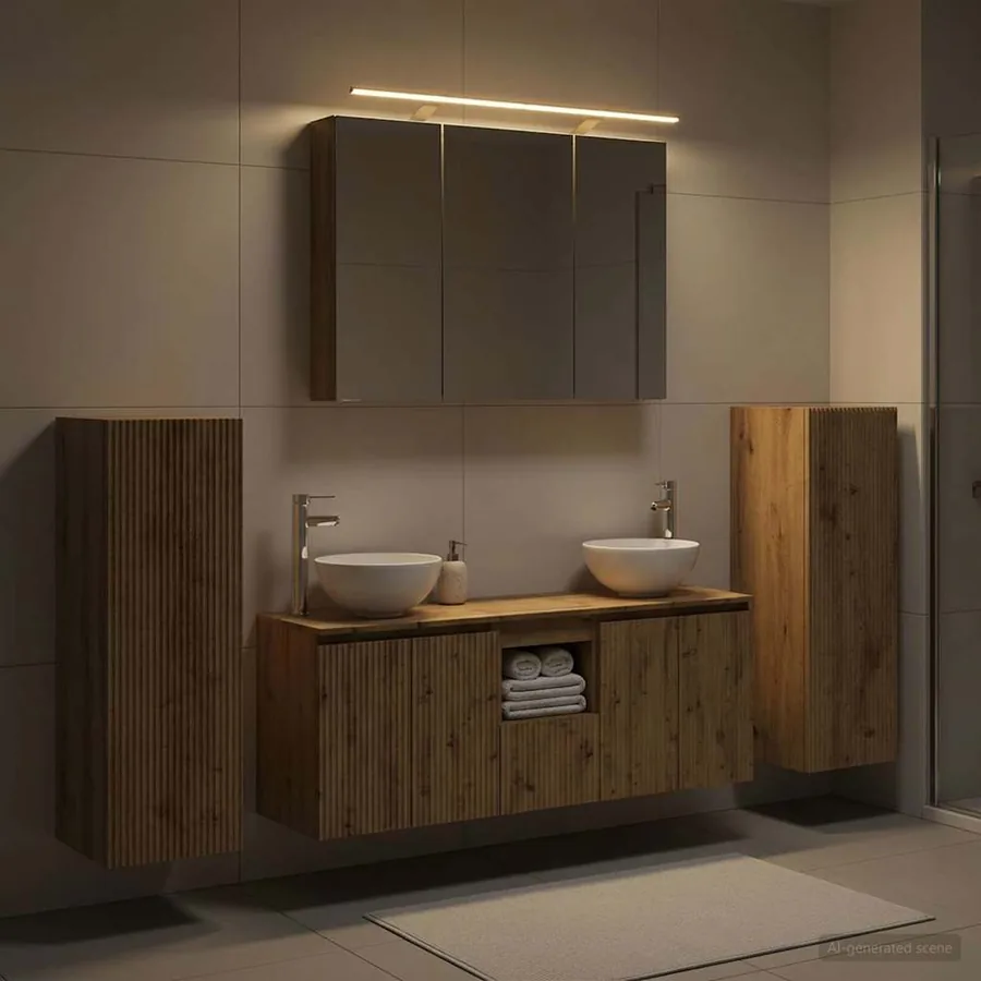 Ensemble de mobilier de salle de bain 6 pc Chêne artisanal