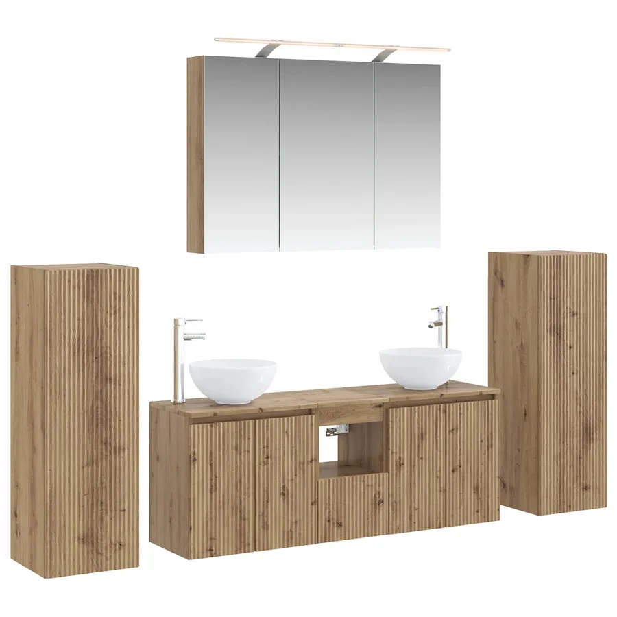 Ensemble de mobilier de salle de bain 6 pc Chêne artisanal - 2