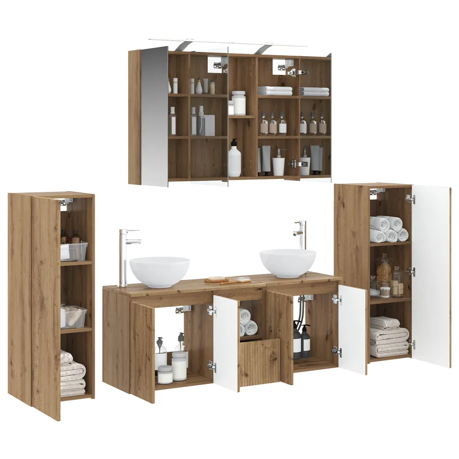 Ensemble de mobilier de salle de bain 6 pc Chêne artisanal - 3