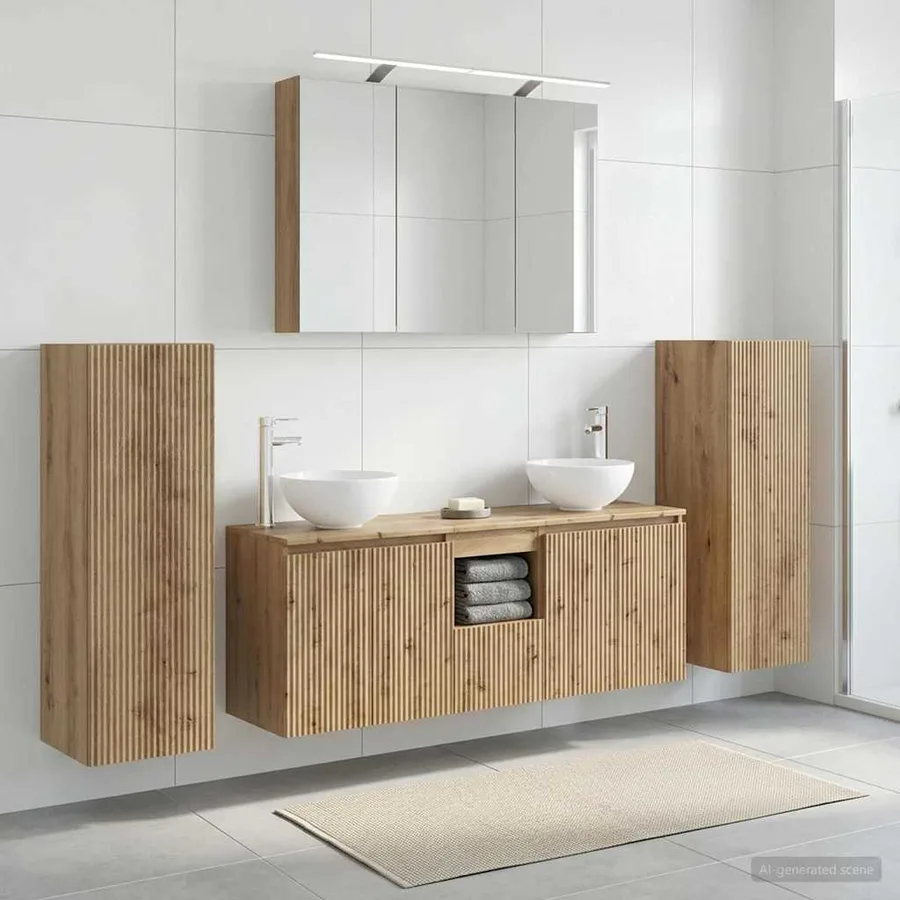 Ensemble de mobilier de salle de bain 6 pc Chêne artisanal - 4