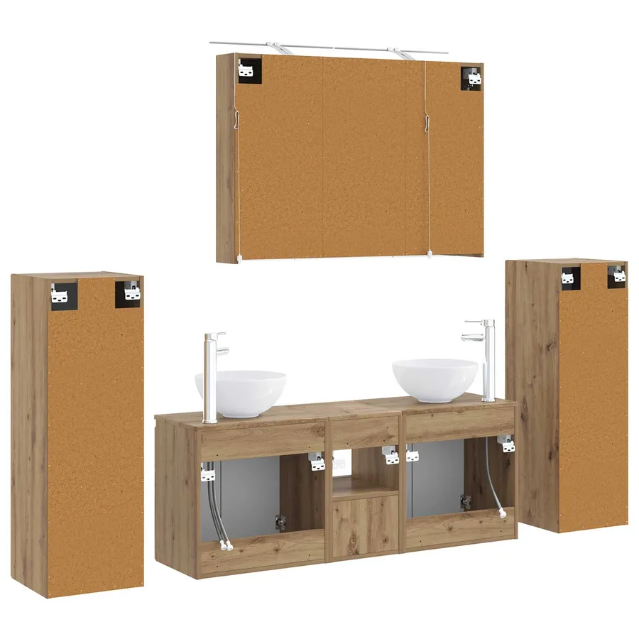 Ensemble de mobilier de salle de bain 6 pc Chêne artisanal - 9