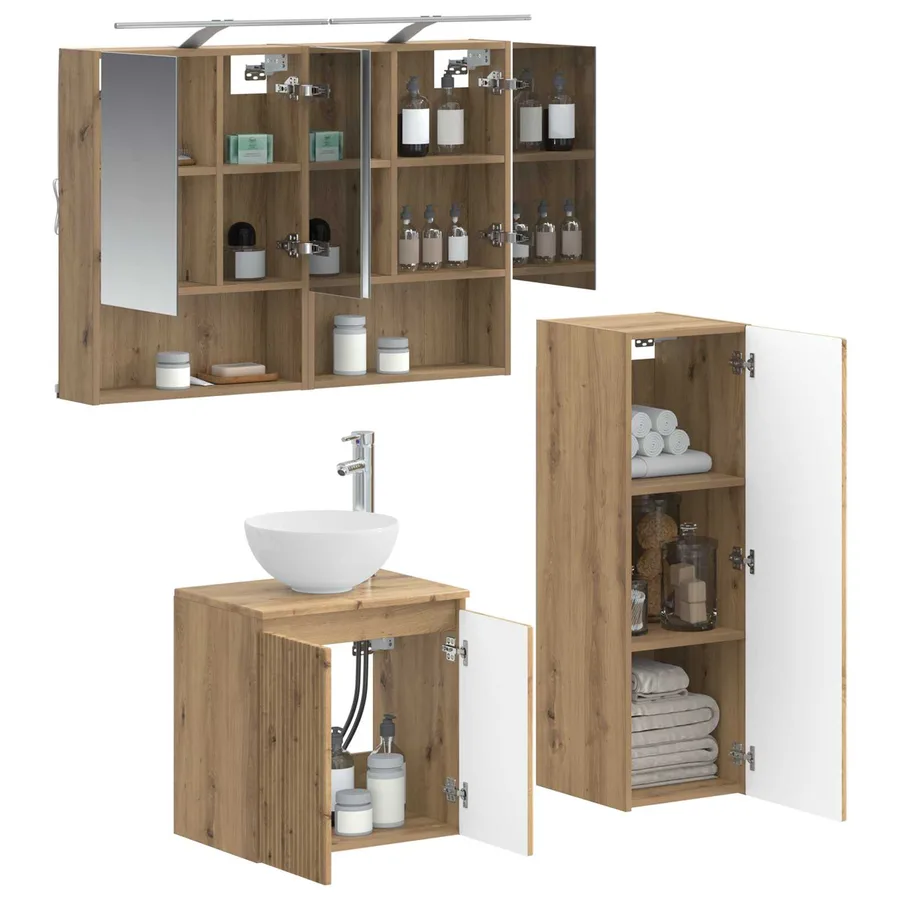 Ensemble de mobilier de salle de bain 4 pc Chêne artisanal - 3
