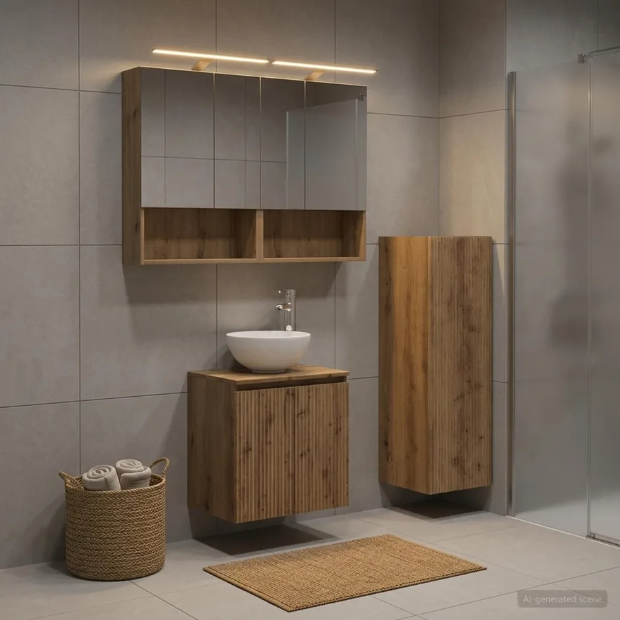 Ensemble de mobilier de salle de bain 4 pc Chêne artisanal - 4