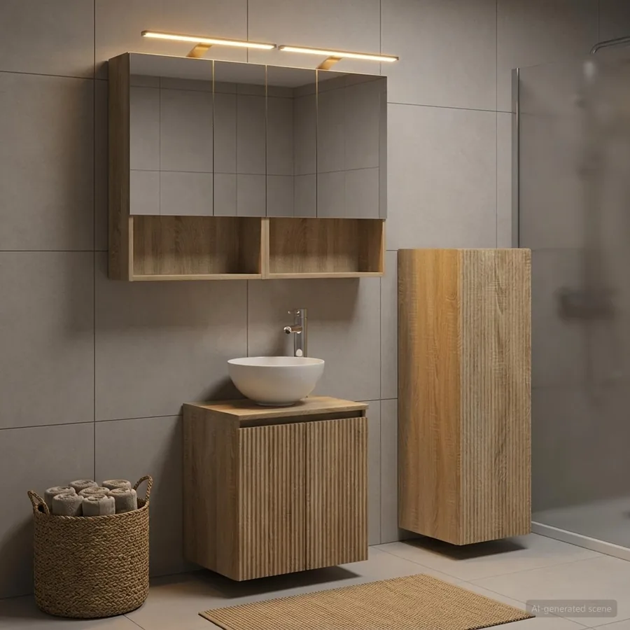 Ensemble de mobilier de salle de bain 4 pcs Chêne Sonoma