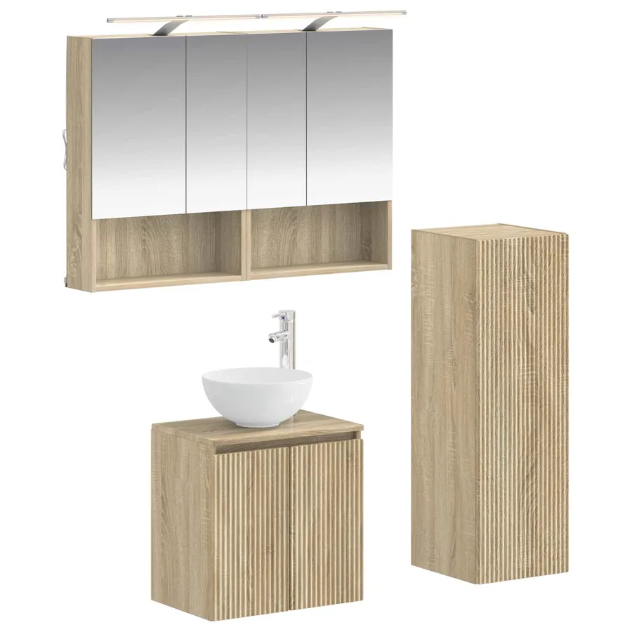 Ensemble de mobilier de salle de bain 4 pcs Chêne Sonoma - 2