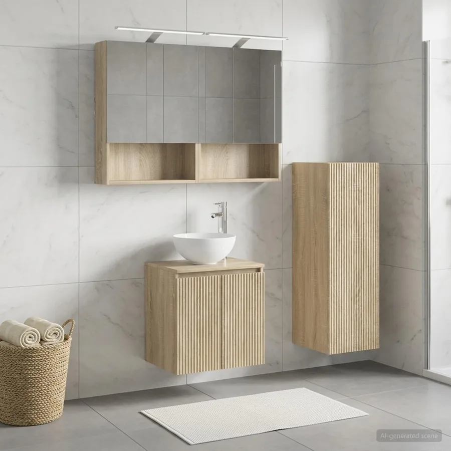 Ensemble de mobilier de salle de bain 4 pcs Chêne Sonoma - 4