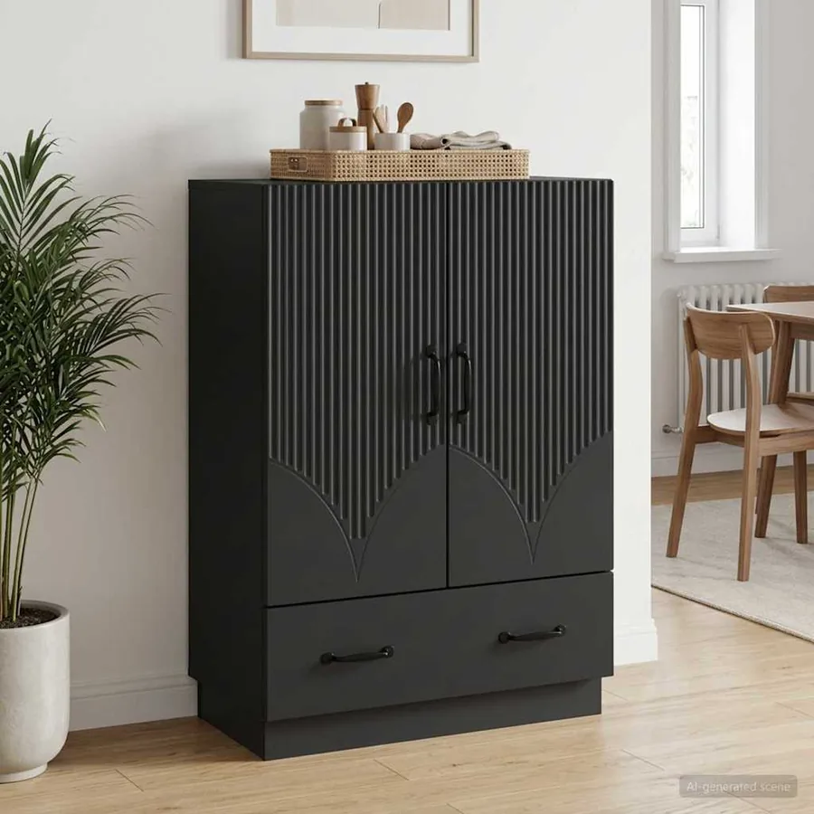 Buffet avec tiroir Noir 66 x 34,5 x 92 cm Bois d'ingénierie