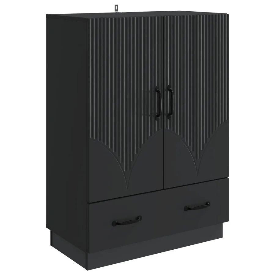 Buffet avec tiroir Noir 66 x 34,5 x 92 cm Bois d'ingénierie - 2