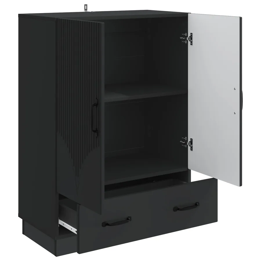 Buffet avec tiroir Noir 66 x 34,5 x 92 cm Bois d'ingénierie - 4