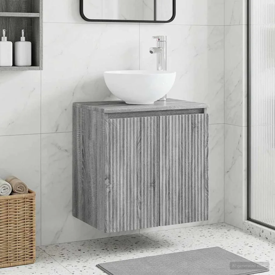 Vanité de lavabo mural Sonoma gris 49,5 x 35 x 63 cm