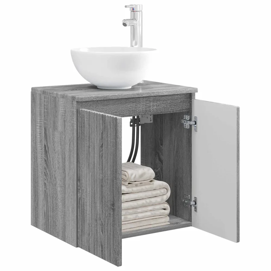 Vanité de lavabo mural Sonoma gris 49,5 x 35 x 63 cm - 3