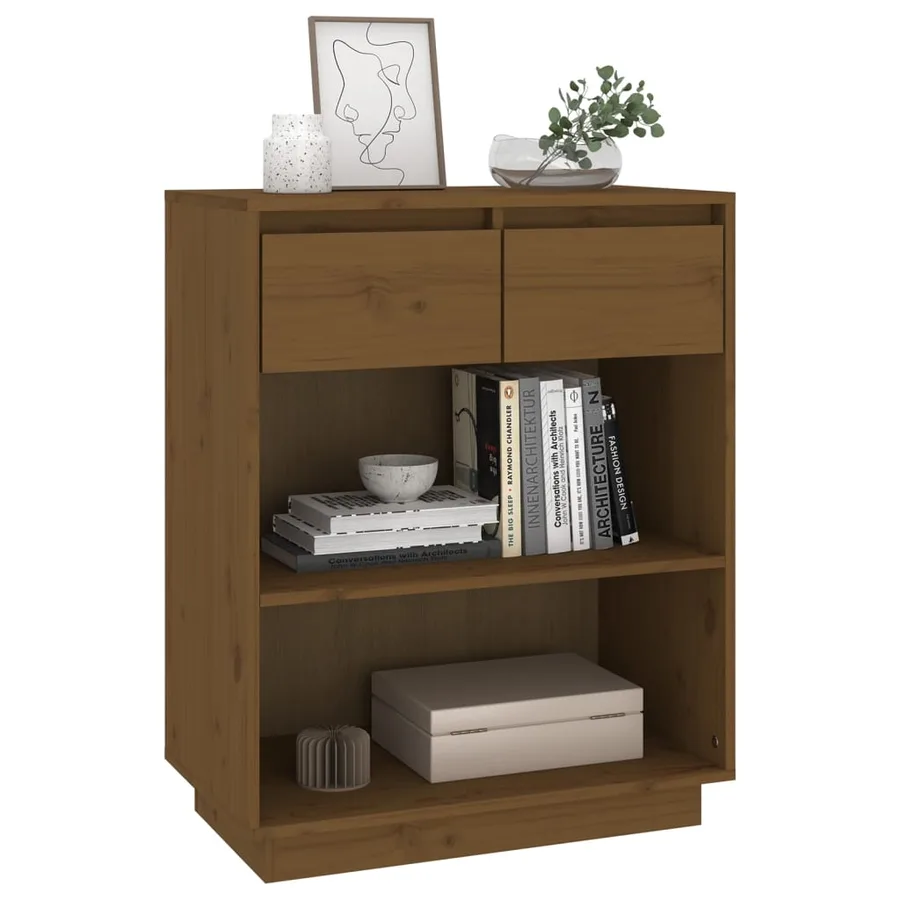 Armoire console Marron miel 60x34x75 cm Bois de pin solide - 4