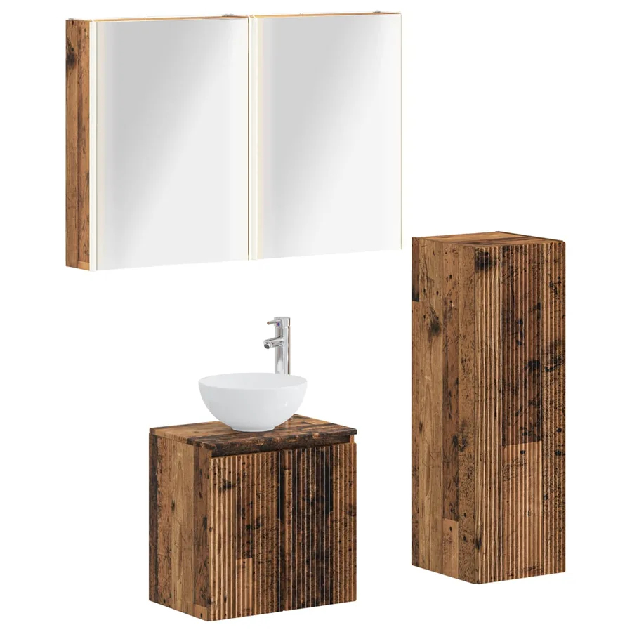 Ensemble de mobilier de salle de bain 4 pcs Bois ancien - 2