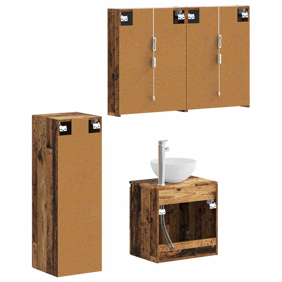 Ensemble de mobilier de salle de bain 4 pcs Bois ancien - 5