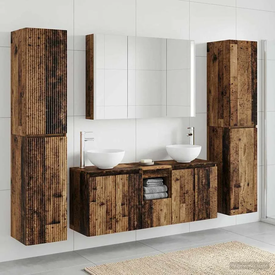 Ensemble de mobilier de salle de bain 6 pcs Bois ancien