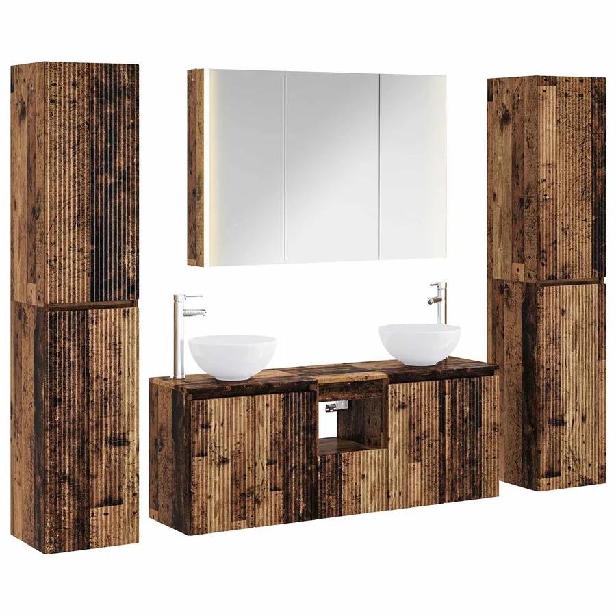 Ensemble de mobilier de salle de bain 6 pcs Bois ancien - 2