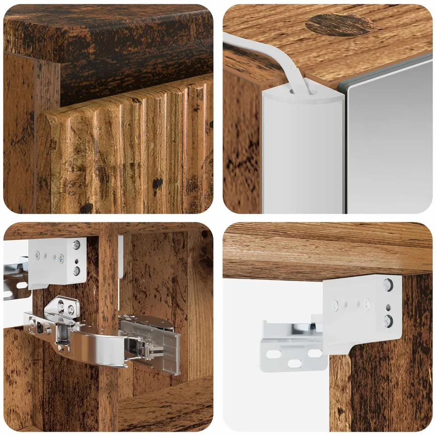 Ensemble de mobilier de salle de bain 6 pcs Bois ancien - 8