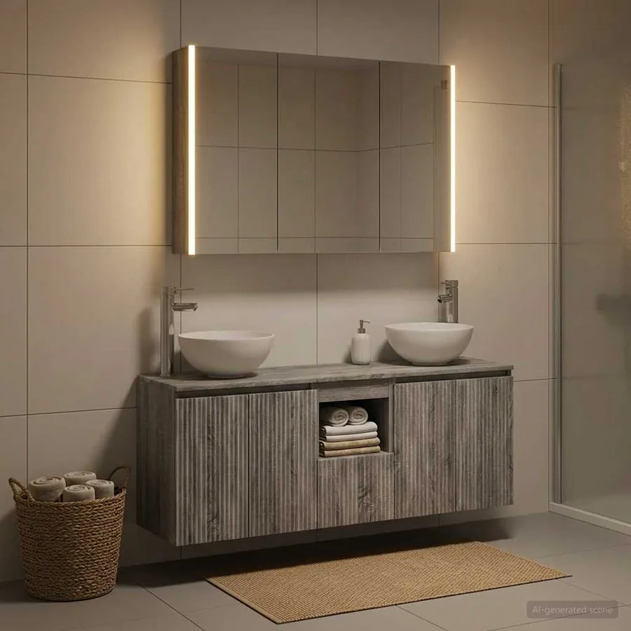 Ensemble d'armoire de salle de bain 4 pcs Sonoma gris
