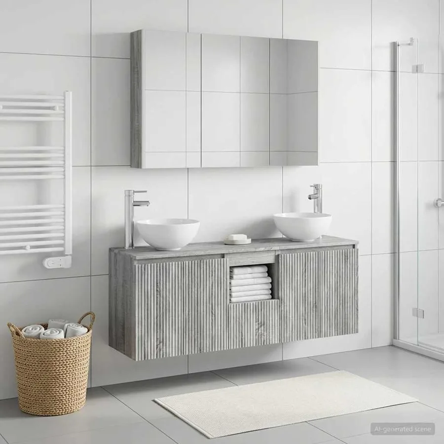 Ensemble d'armoire de salle de bain 4 pcs Sonoma gris - 4
