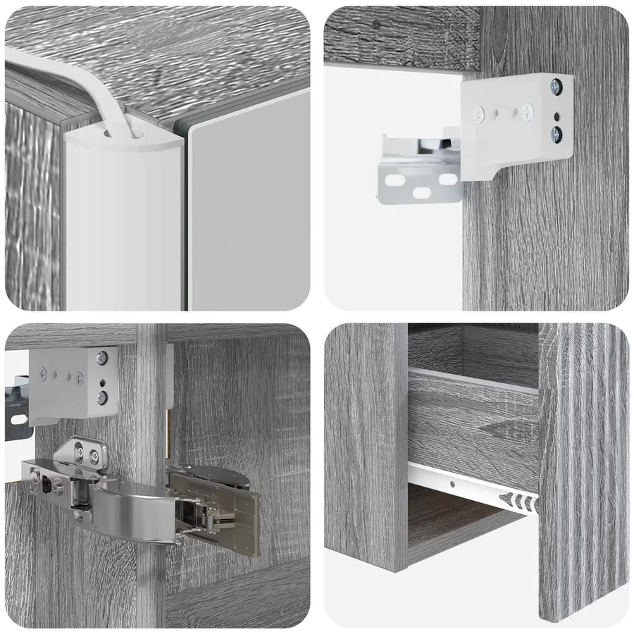 Ensemble d'armoire de salle de bain 4 pcs Sonoma gris - 9