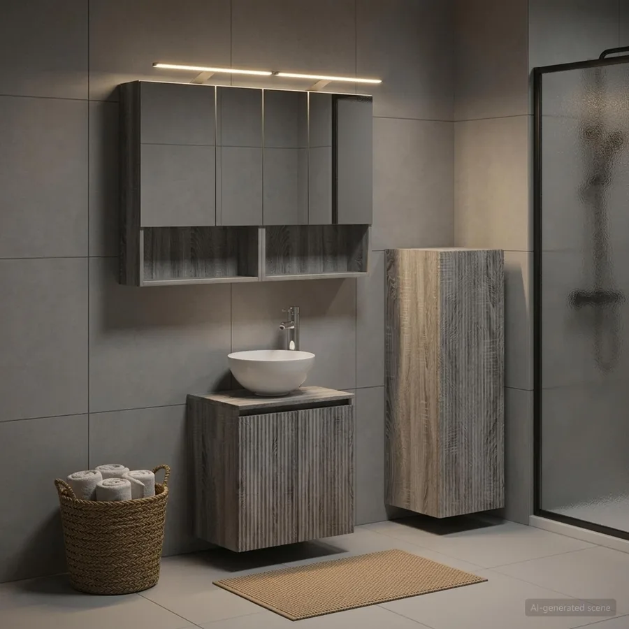 Ensemble de mobilier de salle de bain 4 pcs Sonoma gris - 4