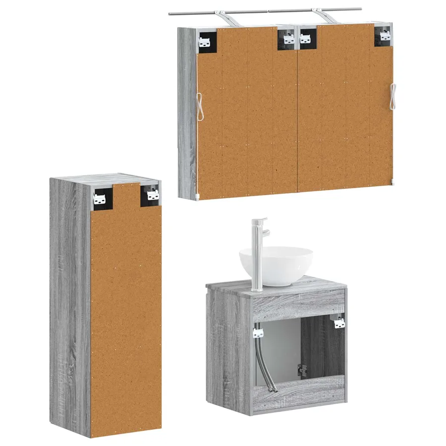 Ensemble de mobilier de salle de bain 4 pcs Sonoma gris - 5