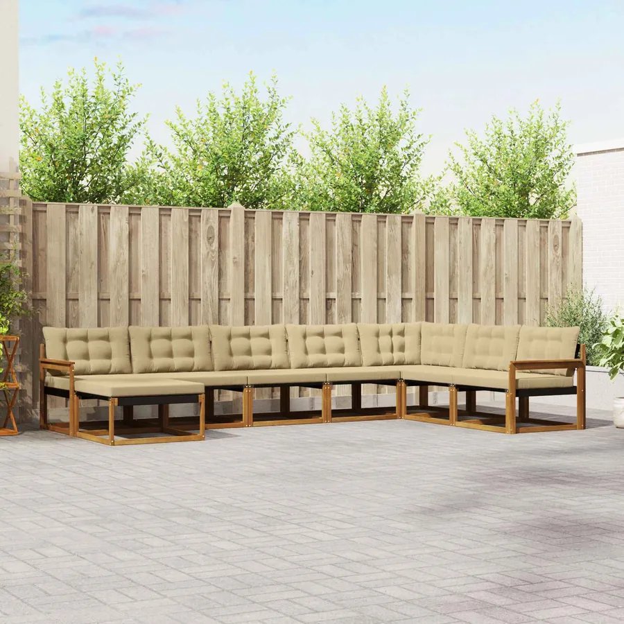 Ensemble de canapés d'extérieur 8 pcs Naturel et Beige