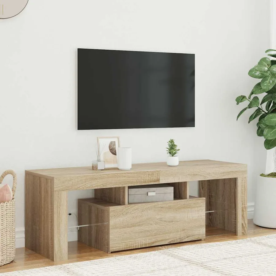 Meuble TV avec lumières LED chêne sonoma 120x35x40 cm - 3