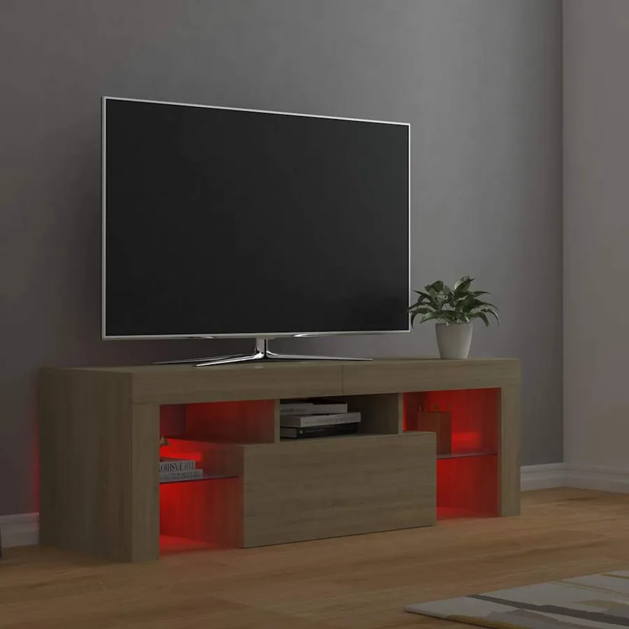 Meuble TV avec lumières LED chêne sonoma 120x35x40 cm - 6