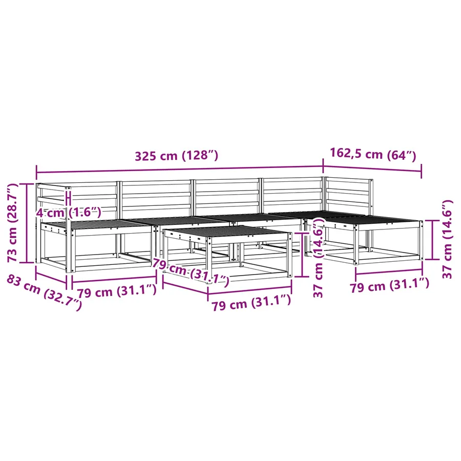 Ensemble de canapés d'extérieur 6 pcs Naturel - 10