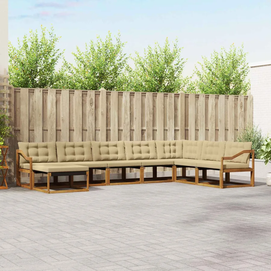 Ensemble de canapés d'extérieur 8 pcs Naturel et Beige