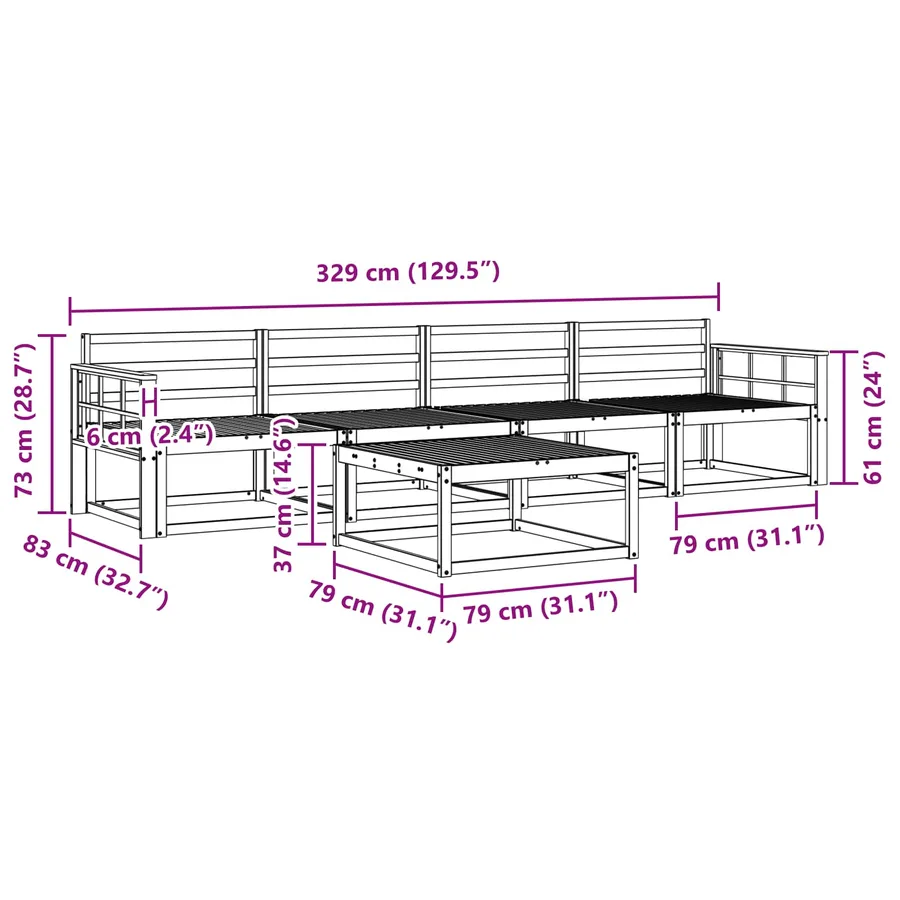 Ensemble de canapés d'extérieur 5 pcs Naturel - 9
