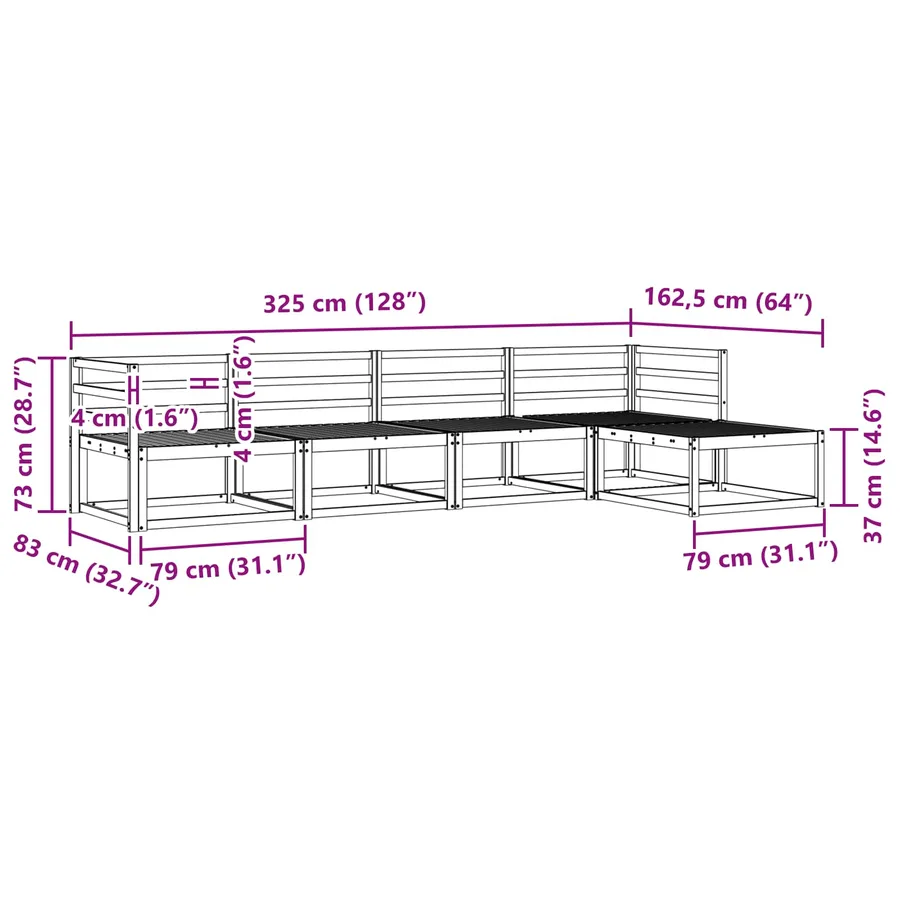 Ensemble de canapés d'extérieur 5 pcs Naturel - 8