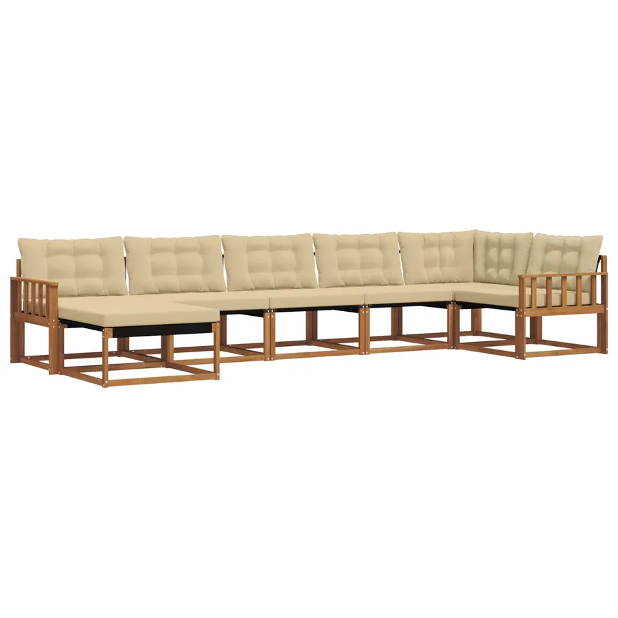 Ensemble de canapés d'extérieur 7 pcs Naturel et Beige - 2