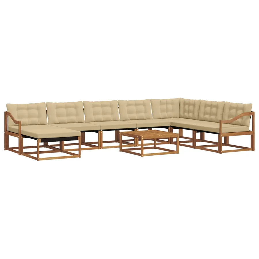 Ensemble de canapés d'extérieur 9 pcs Naturel et Beige - 2