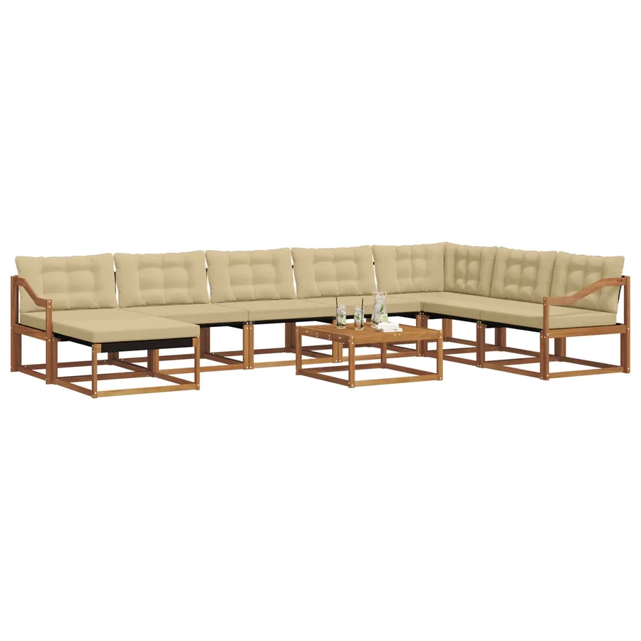 Ensemble de canapés d'extérieur 9 pcs Naturel et Beige - 3