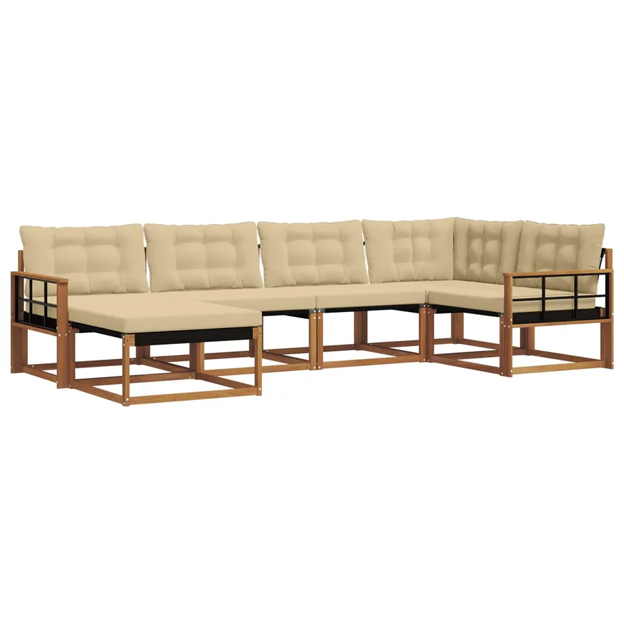Ensemble de canapés d'extérieur 6 pcs Naturel et Beige - 2
