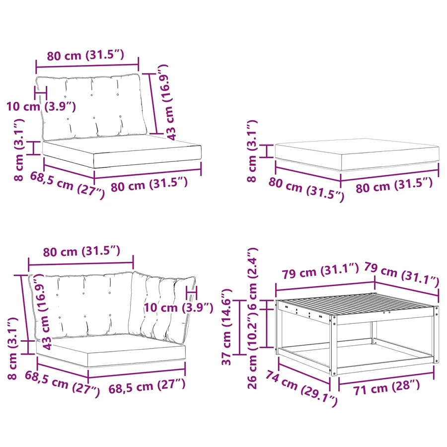 Ensemble de canapés d'extérieur 9 pcs Naturel et Beige - 17