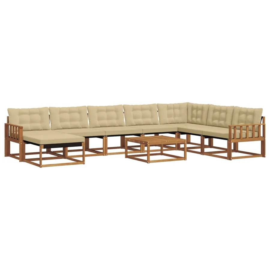 Ensemble de canapés d'extérieur 9 pcs Naturel et Beige - 2