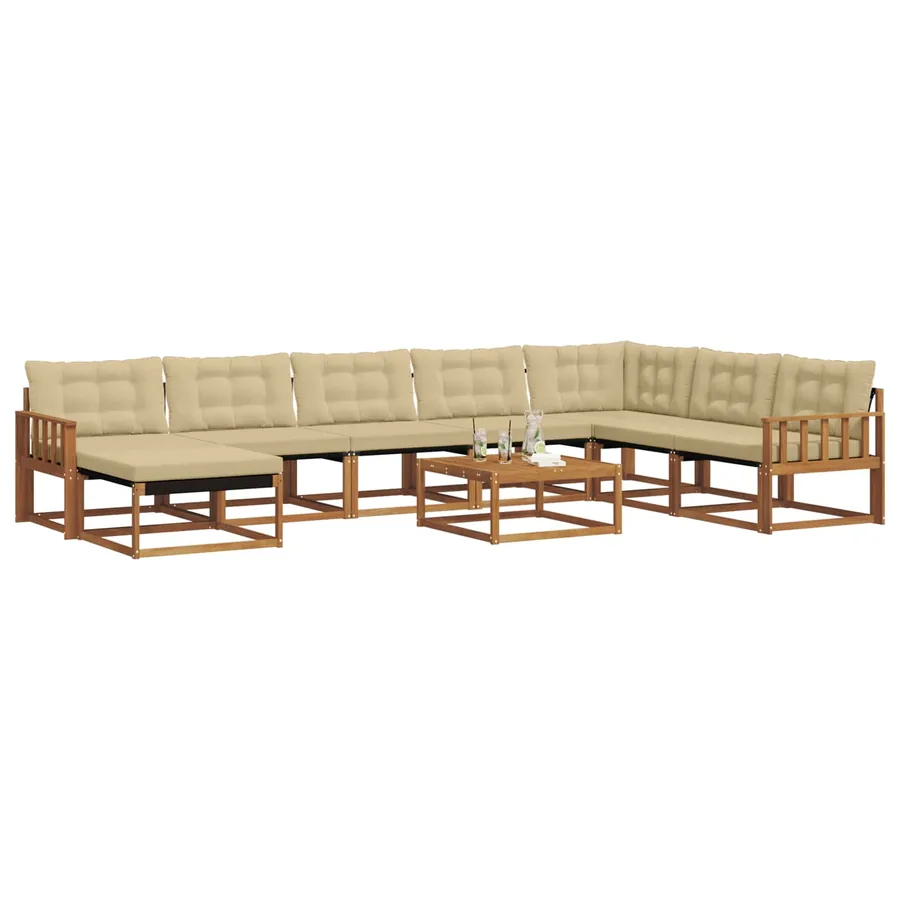 Ensemble de canapés d'extérieur 9 pcs Naturel et Beige - 3
