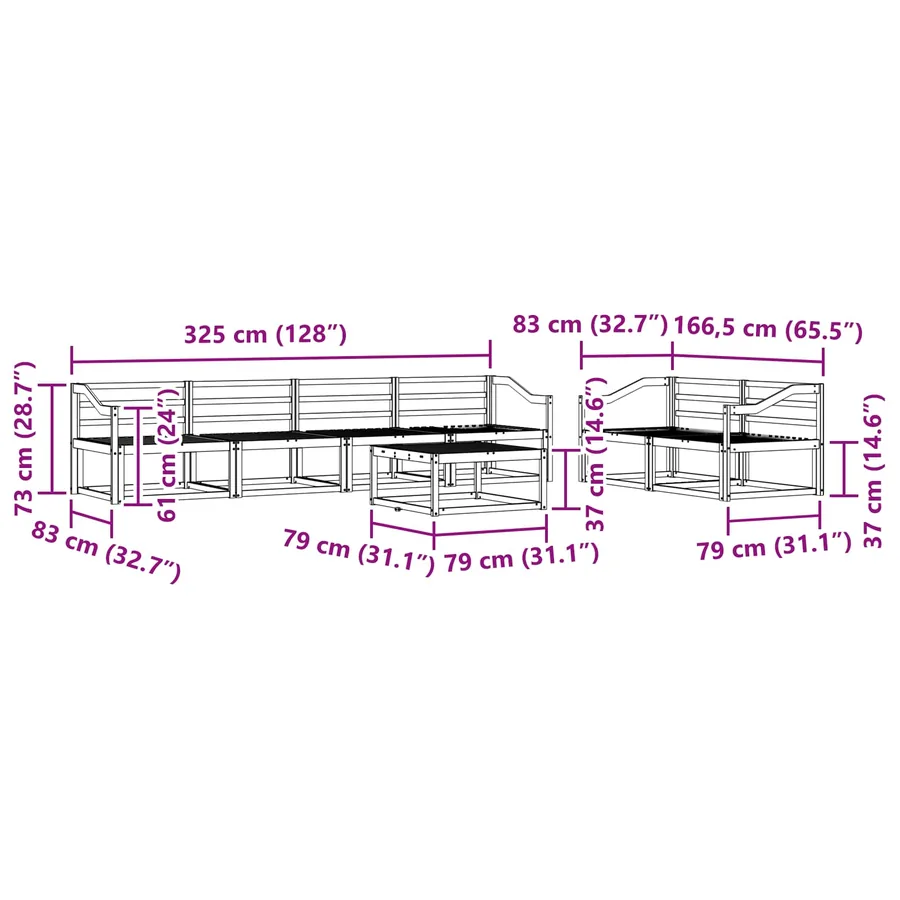 Ensemble de canapés d'extérieur 7 pcs Naturel - 10