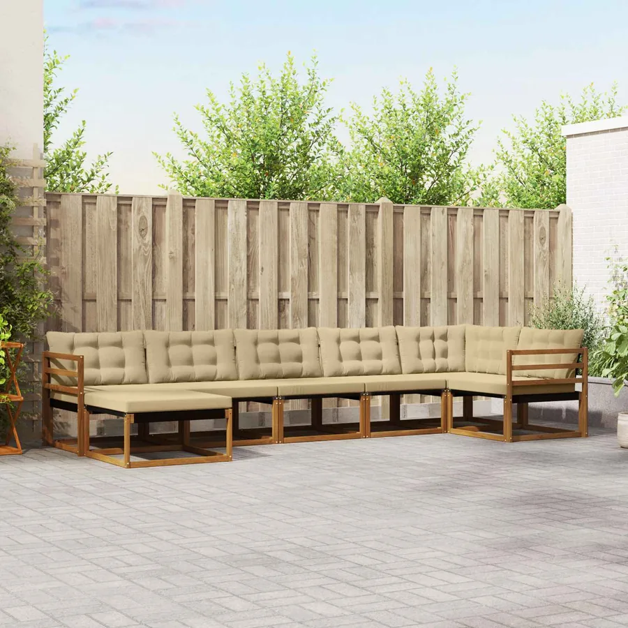Ensemble de canapés d'extérieur 7 pcs Naturel et Beige