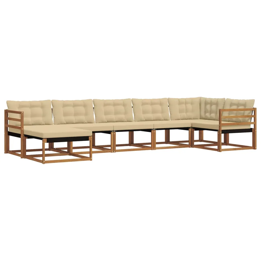 Ensemble de canapés d'extérieur 7 pcs Naturel et Beige - 2