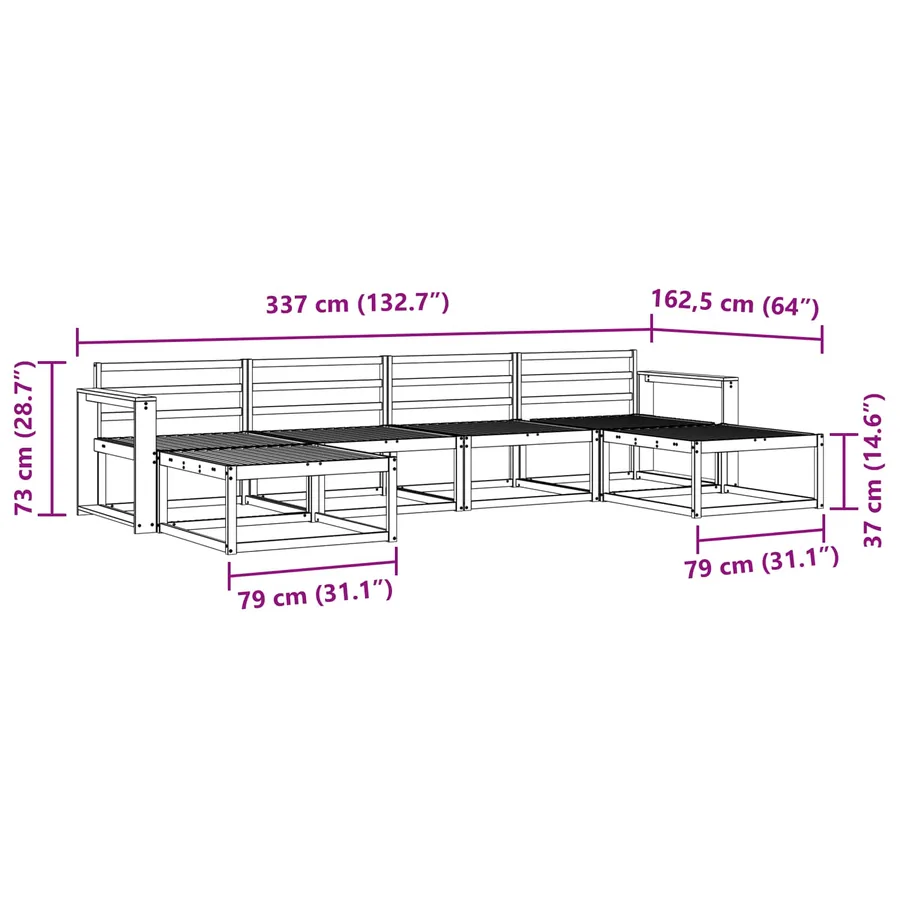 Ensemble de canapés d'extérieur 6 pcs Naturel - 8